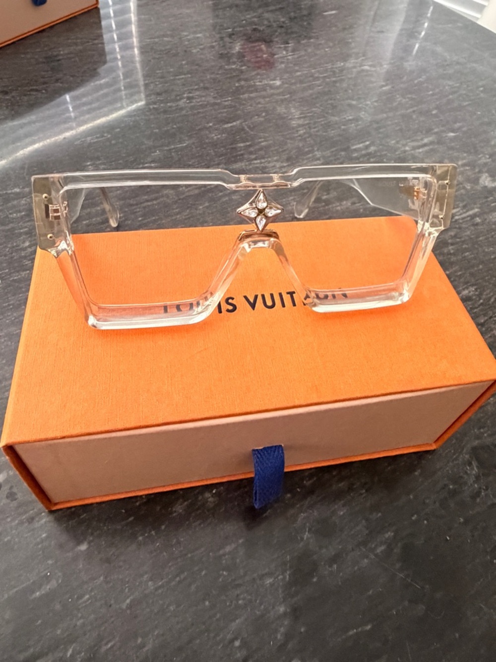 Louis Vuitton Clear Crystal-Accent cyclone Sunglasses